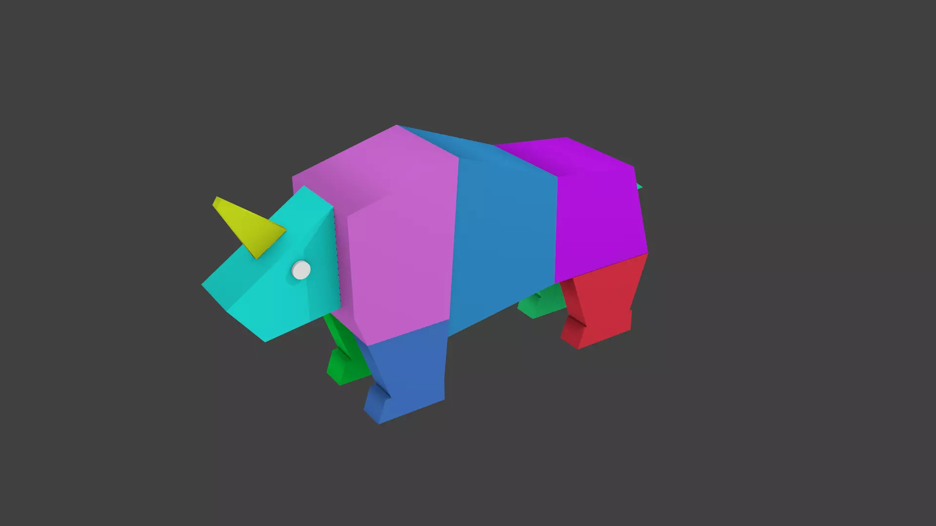 rhinoceros lowpoly colorful rhino 3D model_0