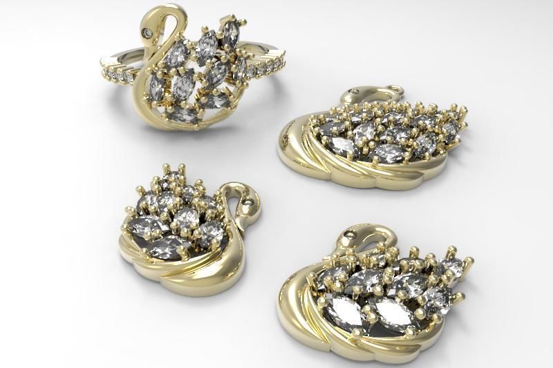 Swan Gold Silver Set  3D print model_7