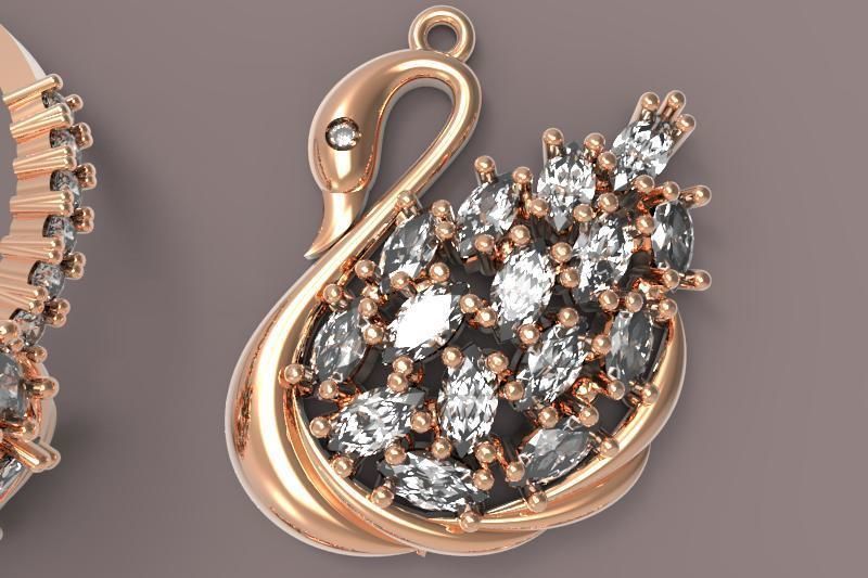 Swan Gold Silver Set  3D print model_4