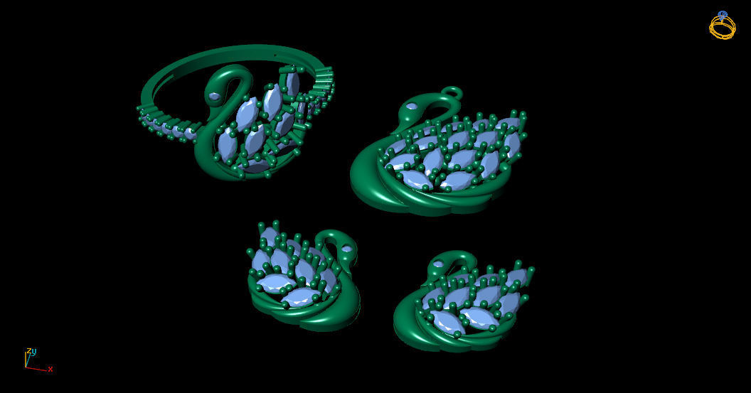 Swan Gold Silver Set  3D print model_9