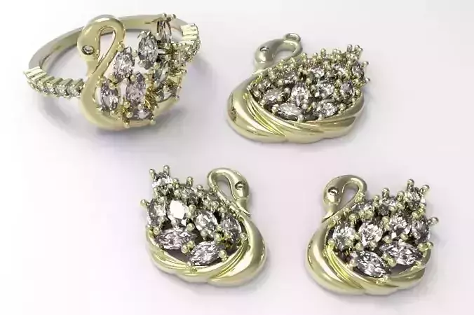 Swan Gold Silver Set 