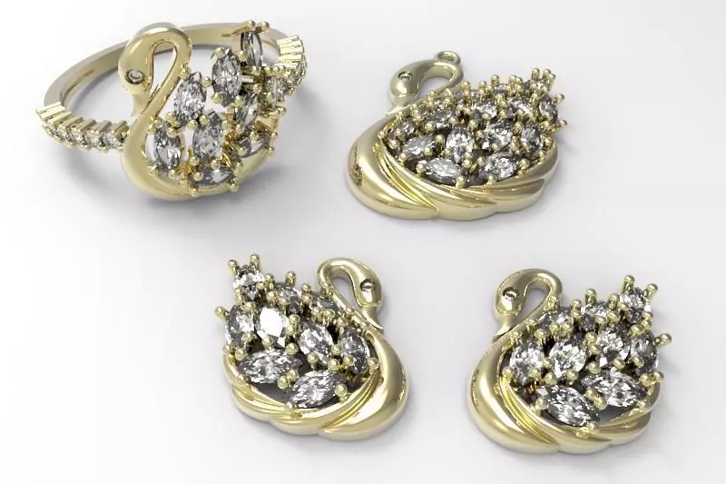 Swan Gold Silver Set  3D print model_0