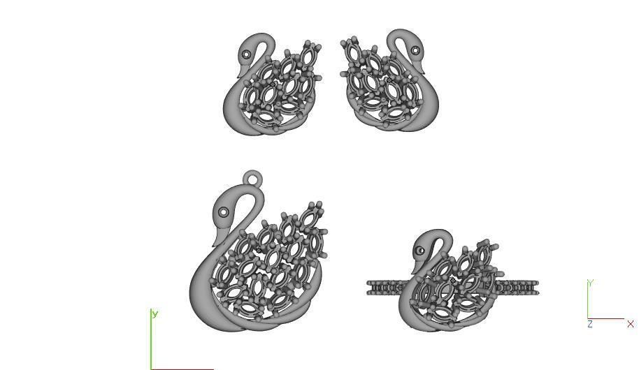 Swan Gold Silver Set  3D print model_11