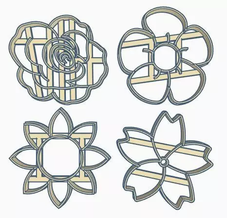 Flower Cookie Cutter Set 3D print model_0