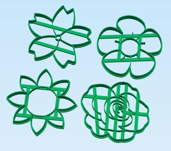 Flower Cookie Cutter Set 3D print model_1