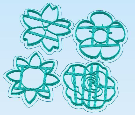 Flower Cookie Cutter Set 3D print model_2