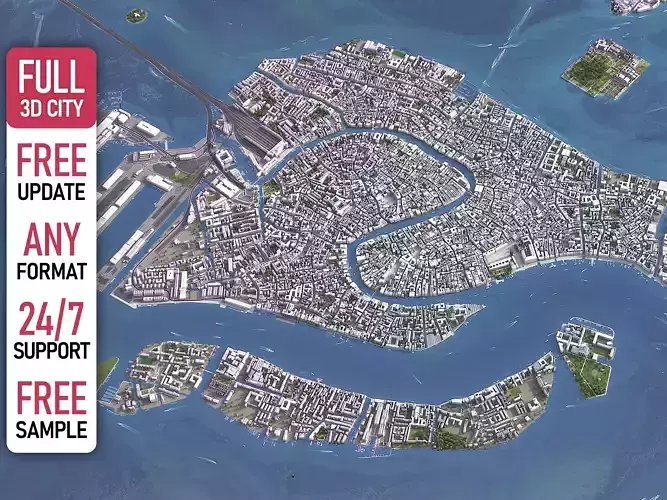Venice - 3D City Model Low-poly 3D model