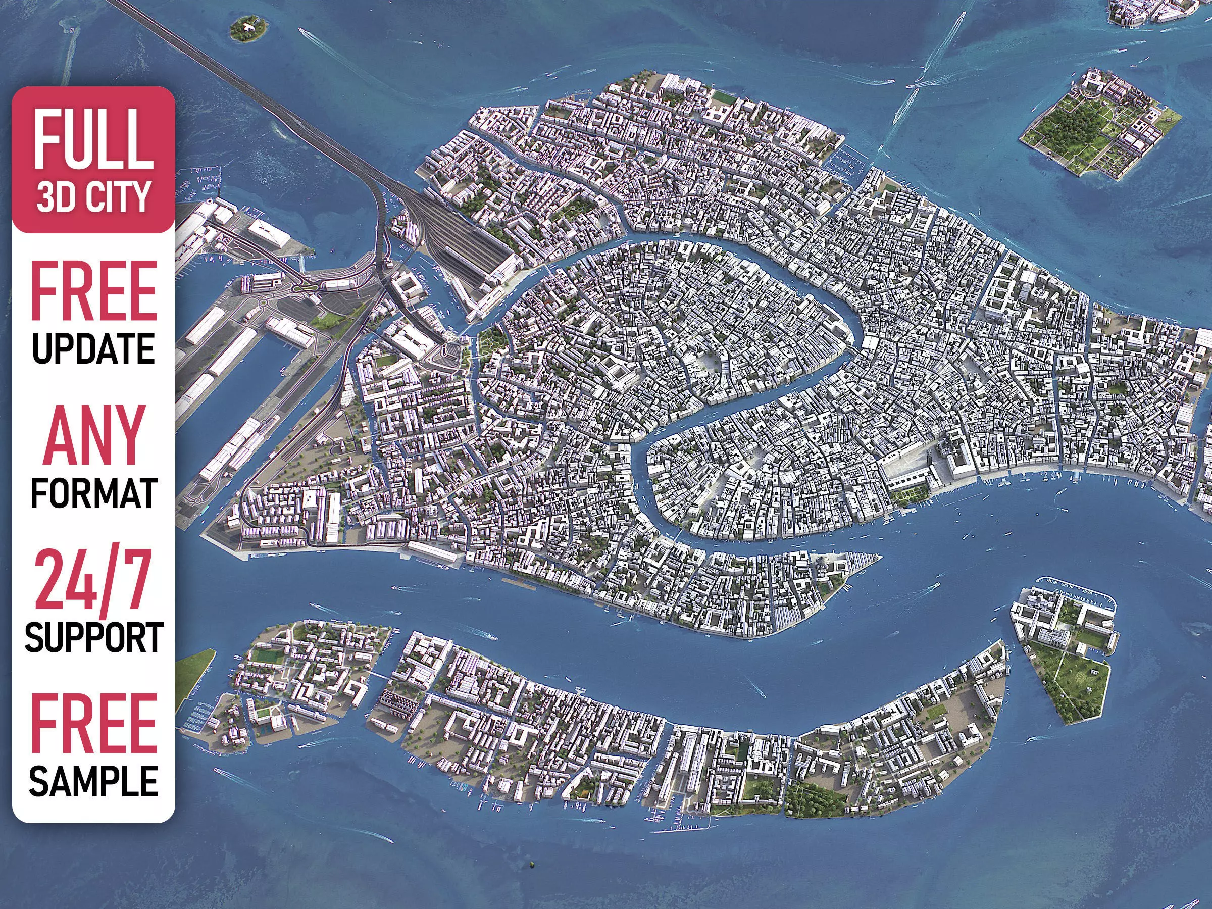 Venice - 3D City Model Low-poly 3D model_0