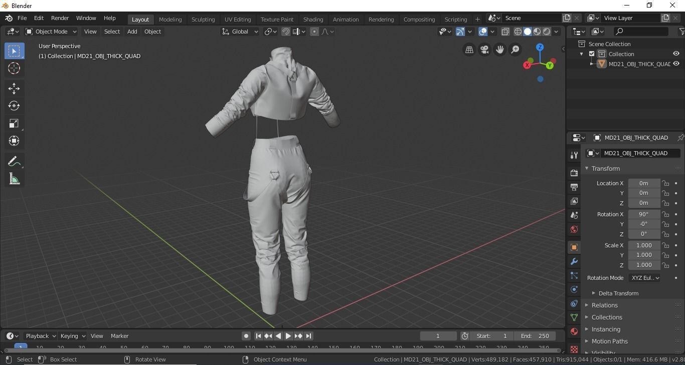 Female Cloth Stage Outfit - Marvelous Designer 3D model_16