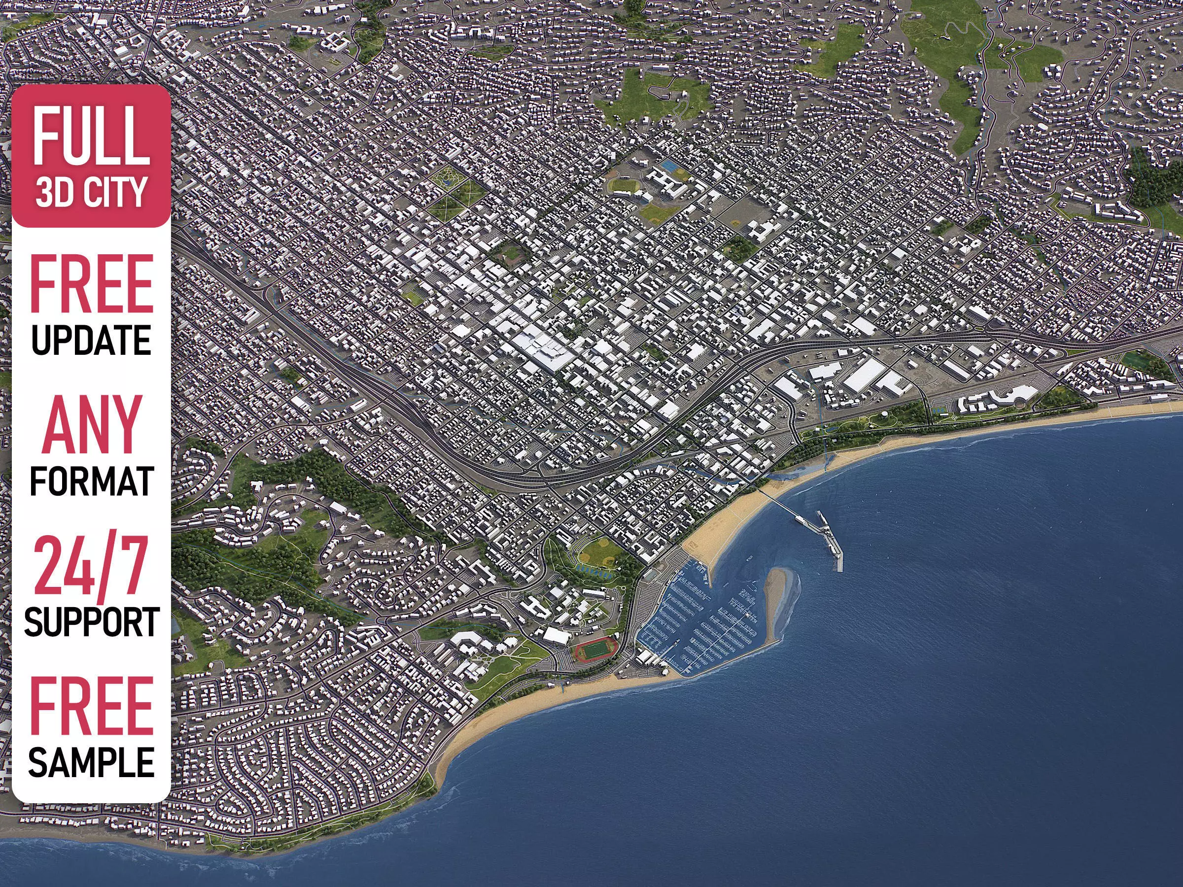 Santa Barbara - 3D City Model Low-poly 3D model_0