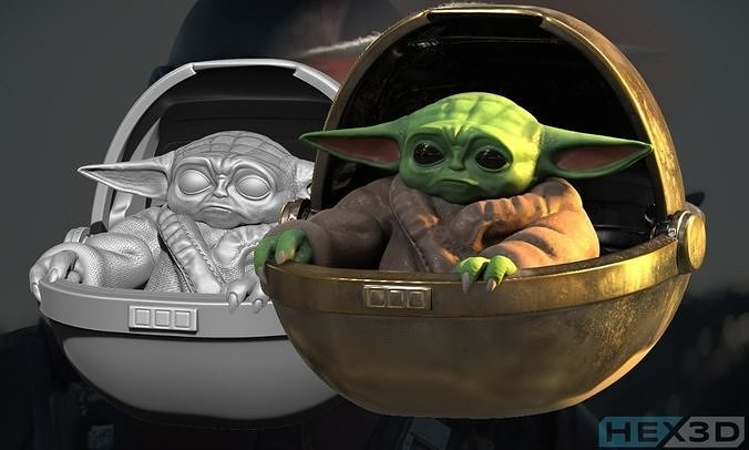 Mandalorian Baby Yoda 3D Print 3D model