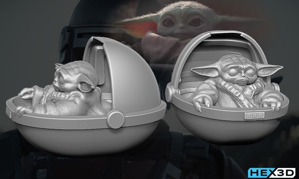 Mandalorian Baby Yoda 3D Print 3D model_1