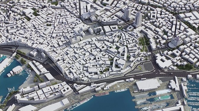 Genoa - Genova Low-poly 3D model 7