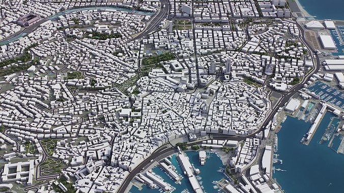Genoa - Genova Low-poly 3D model 5