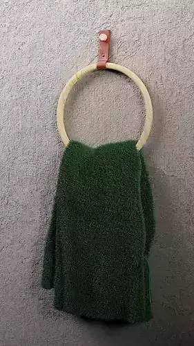Wood and leather towel hanger