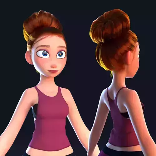 cartoon sport girl 3D model