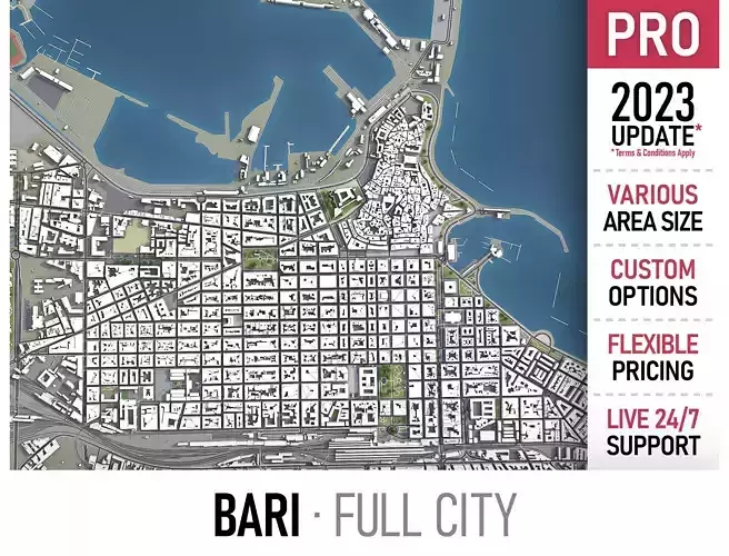 Bari - city Low-poly 3D model