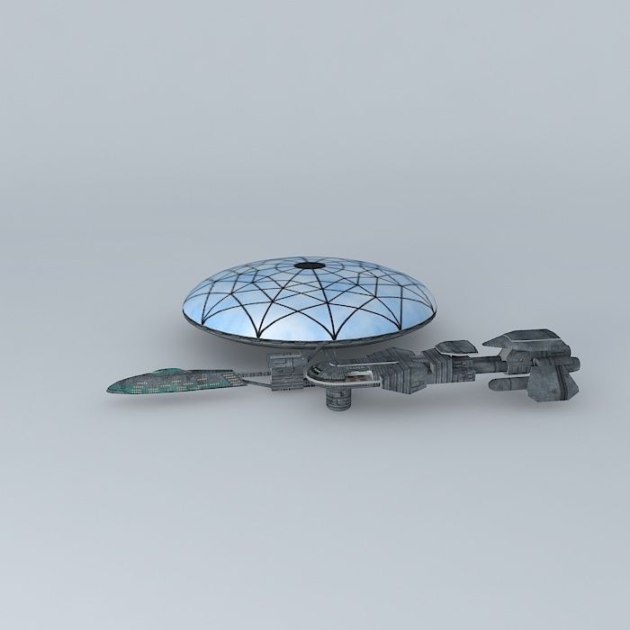 Cloud 9 spaceship with dome on top Free 3D model_2