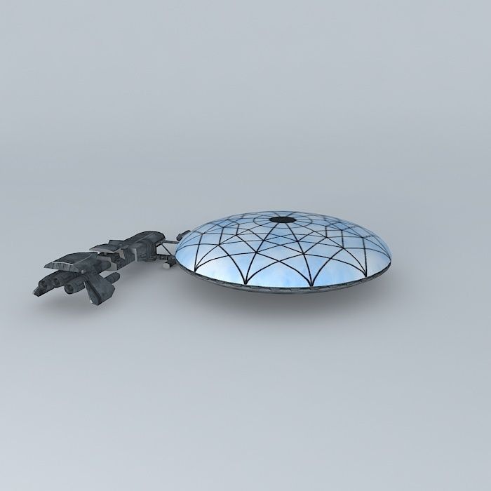 Cloud 9 spaceship with dome on top Free 3D model_1