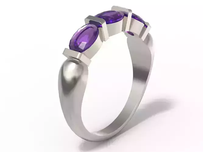 Ring with oval gemstones