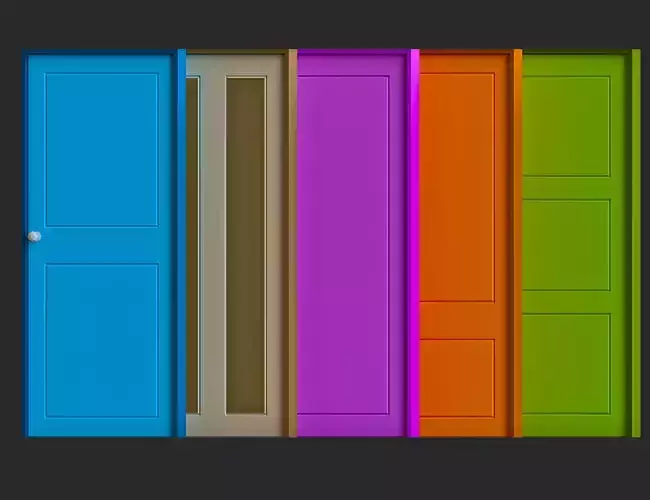low poly doors 3d model pack for game