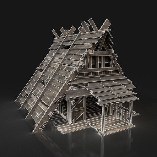 Next Gen AAA Medieval Fantasy Village Viking Huts Houses Pack Low-poly 3D model 7