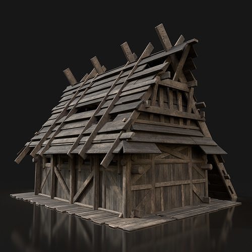 Next Gen AAA Medieval Fantasy Village Viking Huts Houses Pack Low-poly 3D model 5