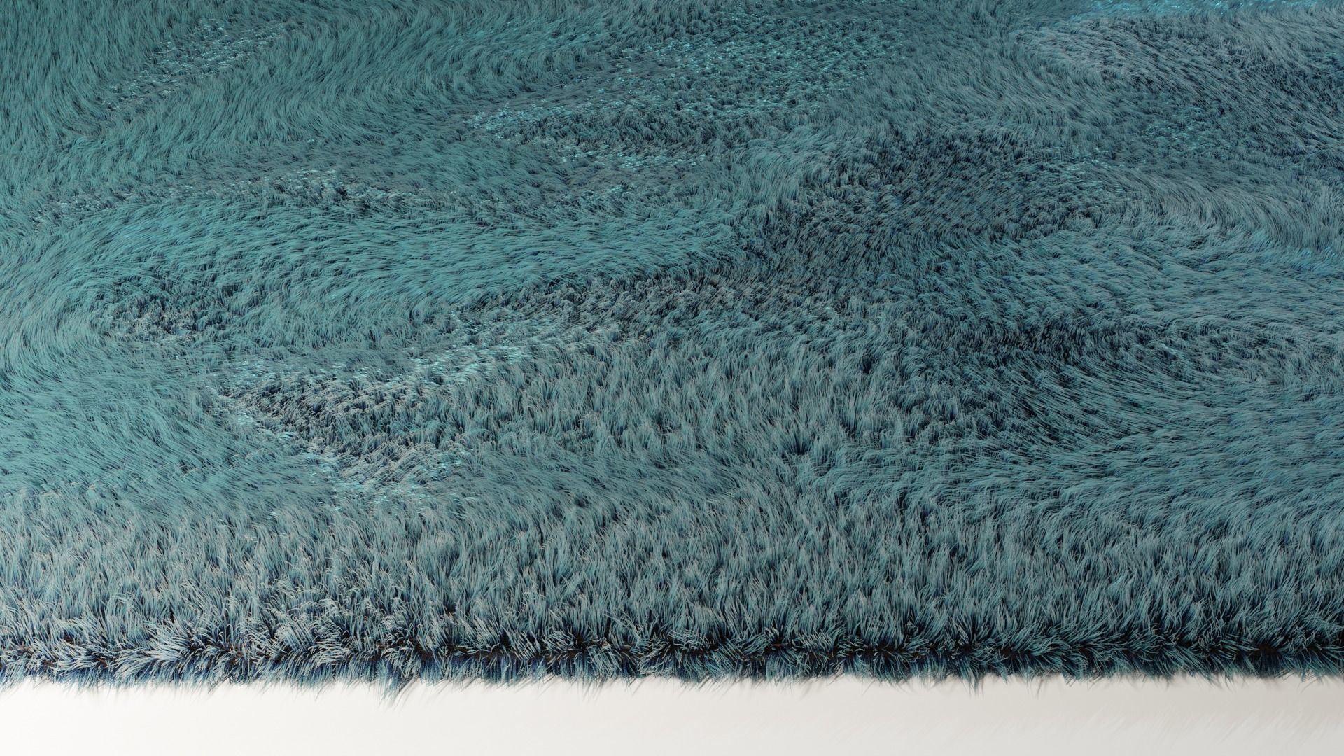 Blue Furry Carpet 3D model_2