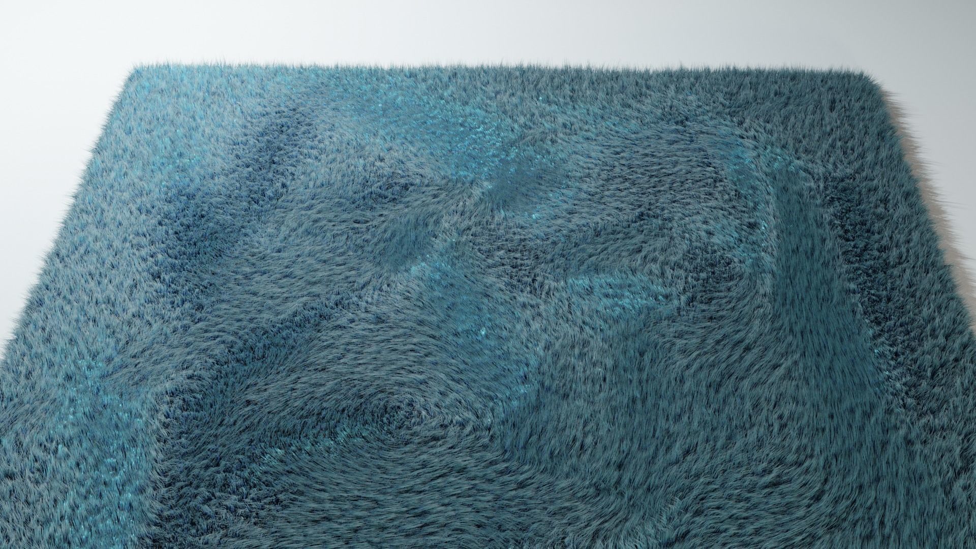 Blue Furry Carpet 3D model_4