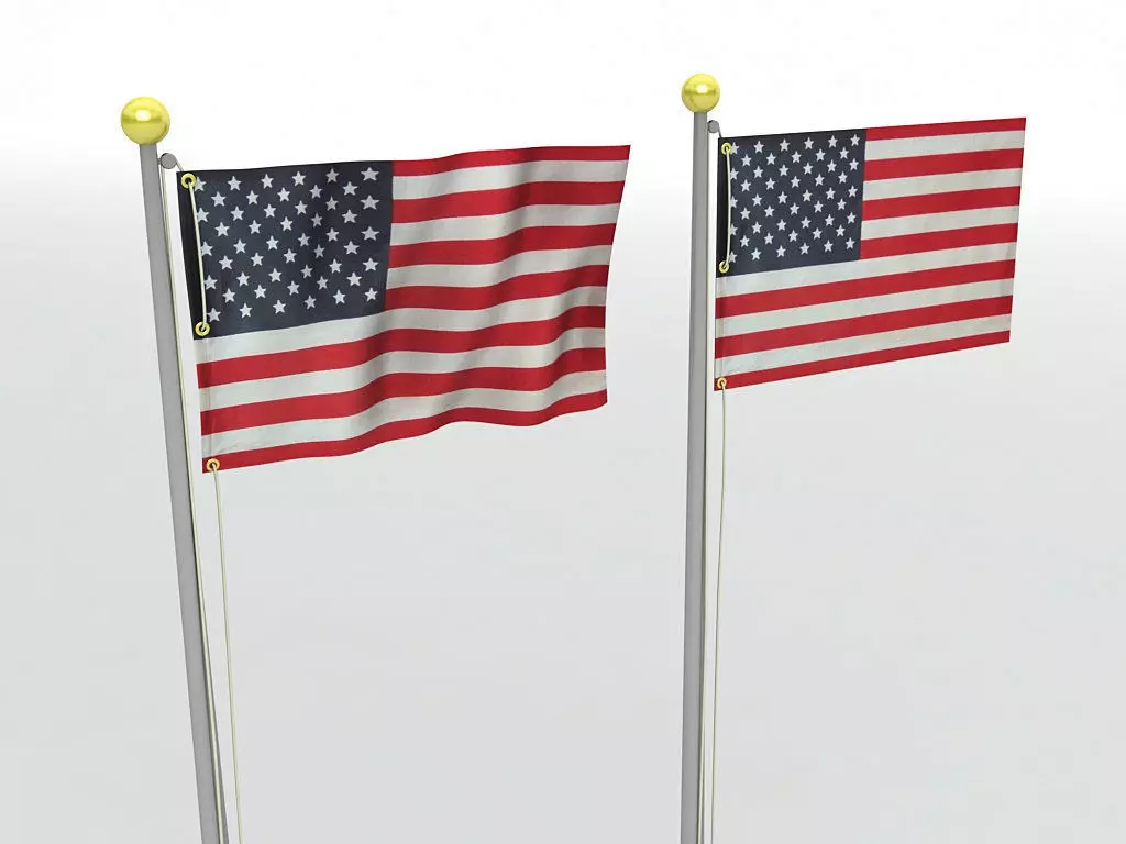 American Flag Pole Low-poly 3D model