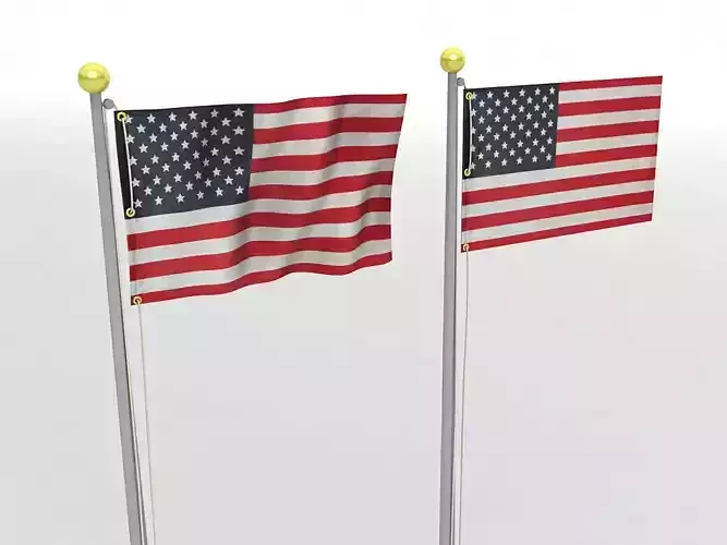 American Flag Pole Low-poly 3D model