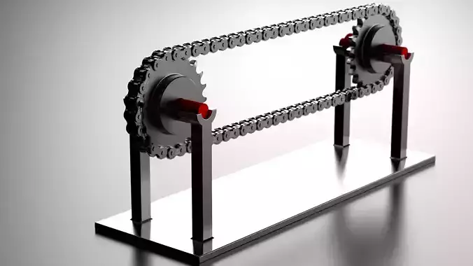 TRANSMISSION CHAIN AND GEAR ASSEMBLY - STANDARD ROLLER - ANSI 60 3D print model