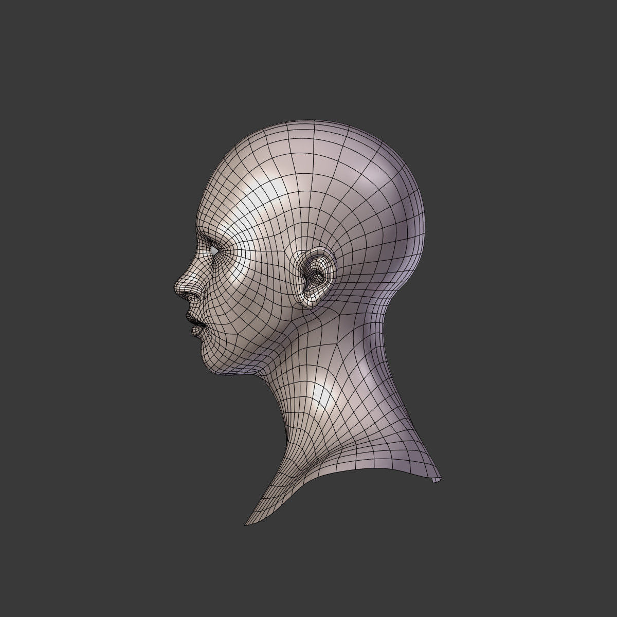 Woman Head Low-poly 3D model_12