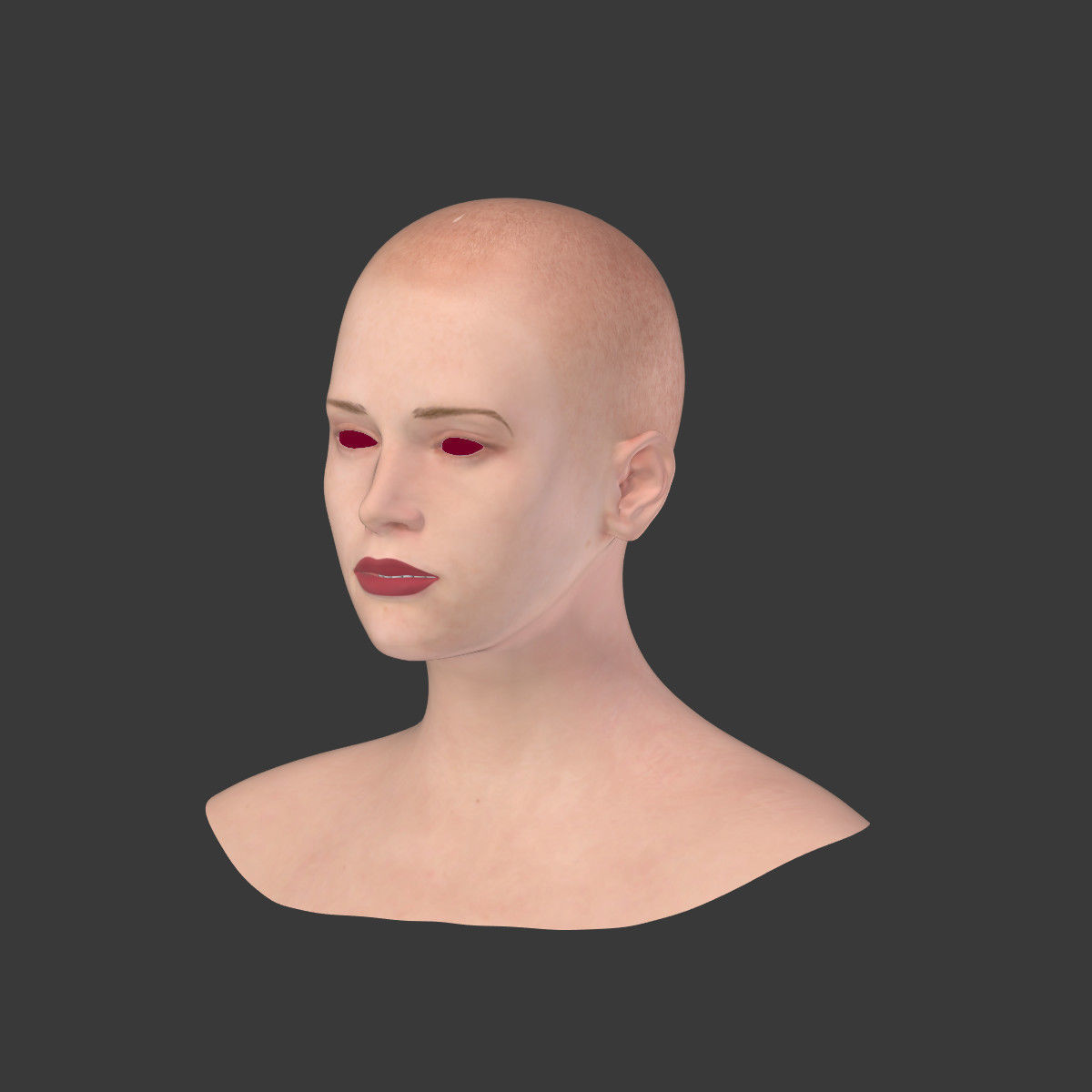Woman Head Low-poly 3D model_4