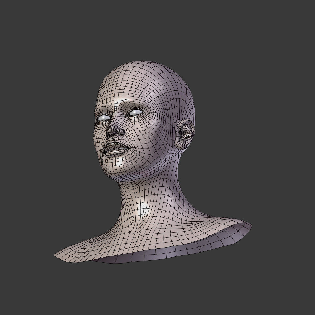 Woman Head Low-poly 3D model_19