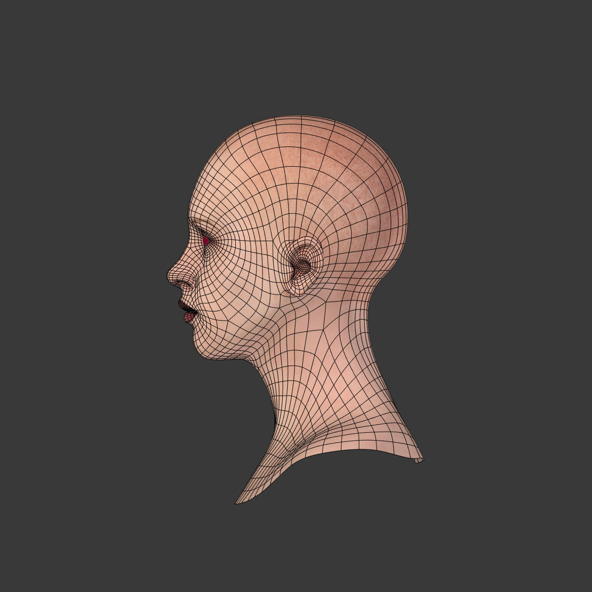 Woman Head Low-poly 3D model_10