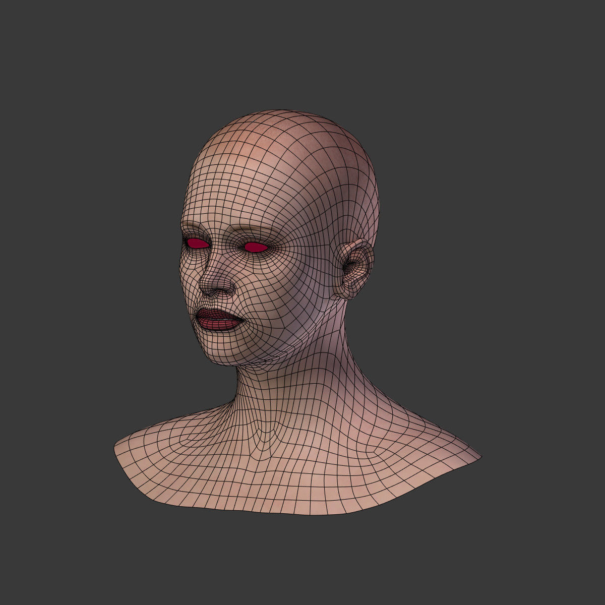 Woman Head Low-poly 3D model_5