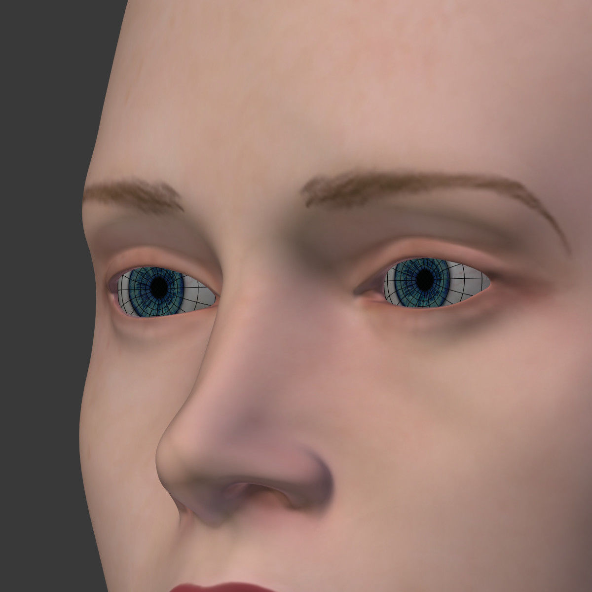 Woman Head Low-poly 3D model_7