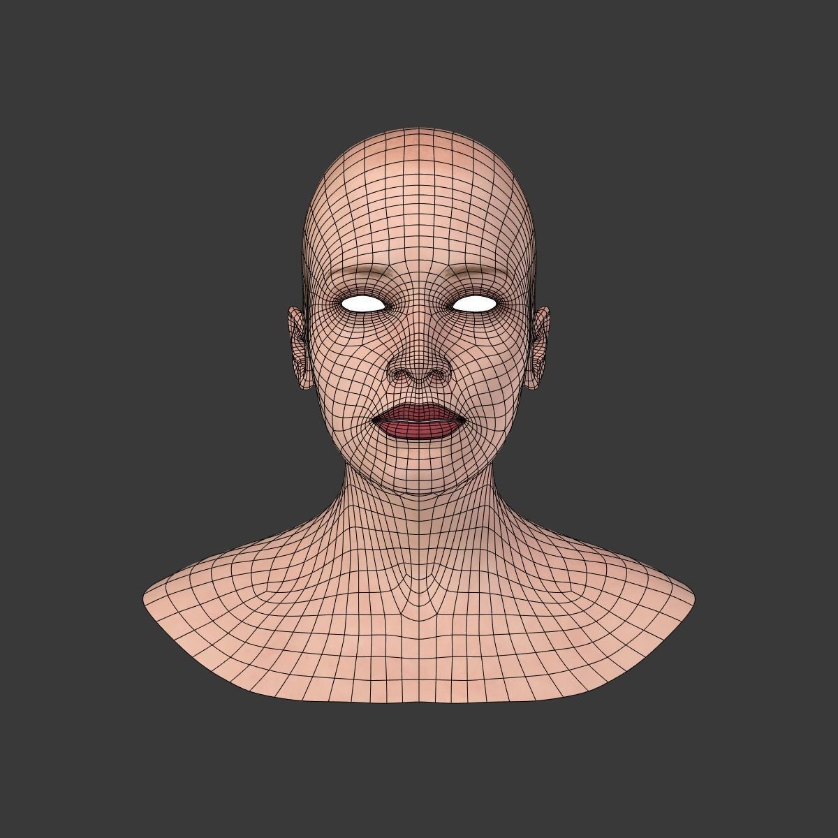Woman Head Low-poly 3D model_2
