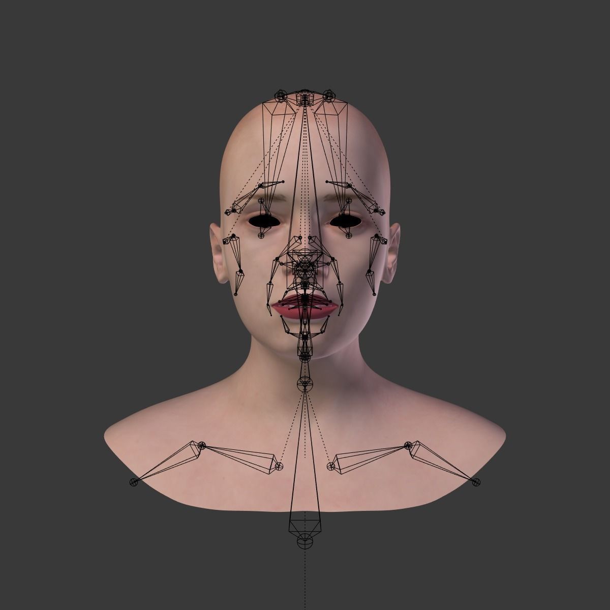 Woman Head Low-poly 3D model_1