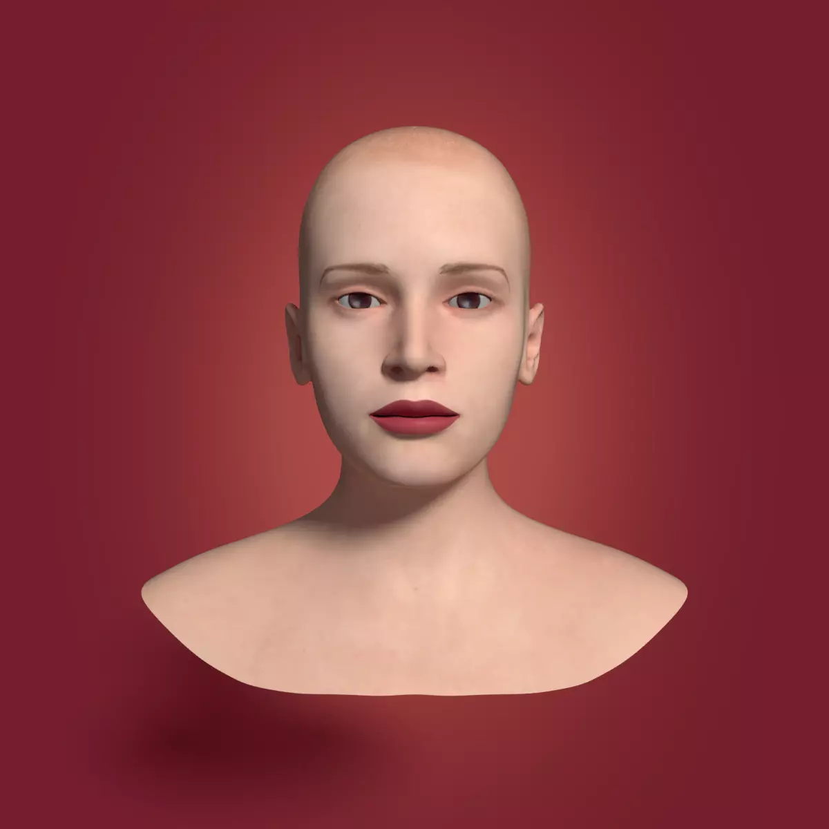 Woman Head Low-poly 3D model_0