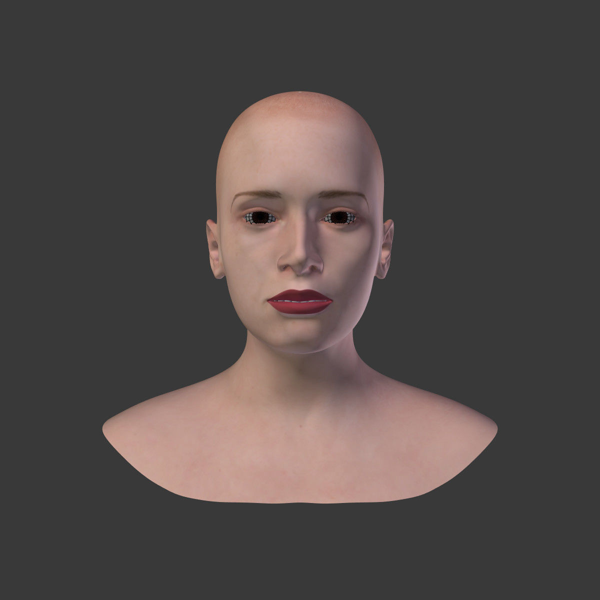 Woman Head Low-poly 3D model_3