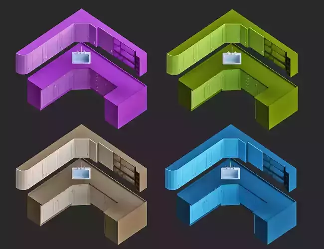 Cartoon 3d model for  kitchen furniture pack low poly 3d model