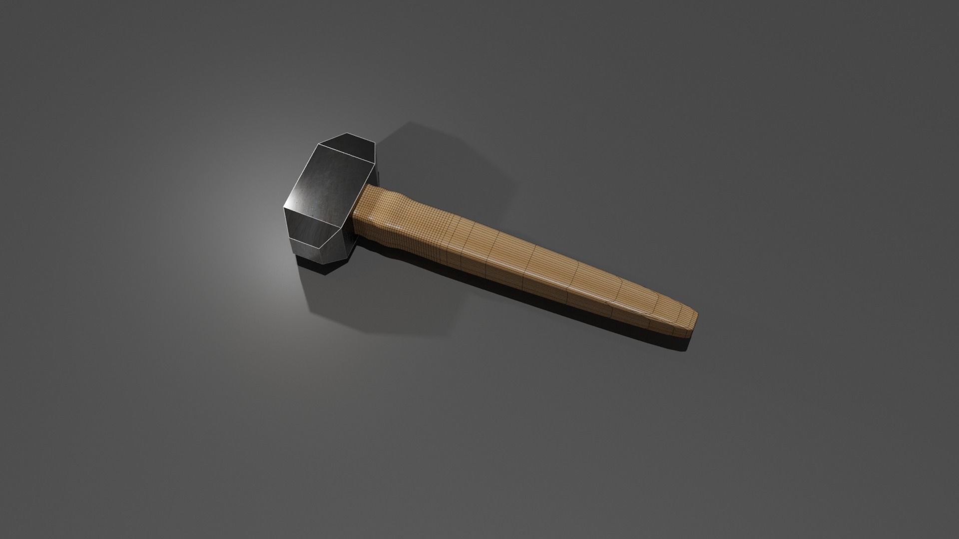 Hammer wooden Low-poly 3D model_2