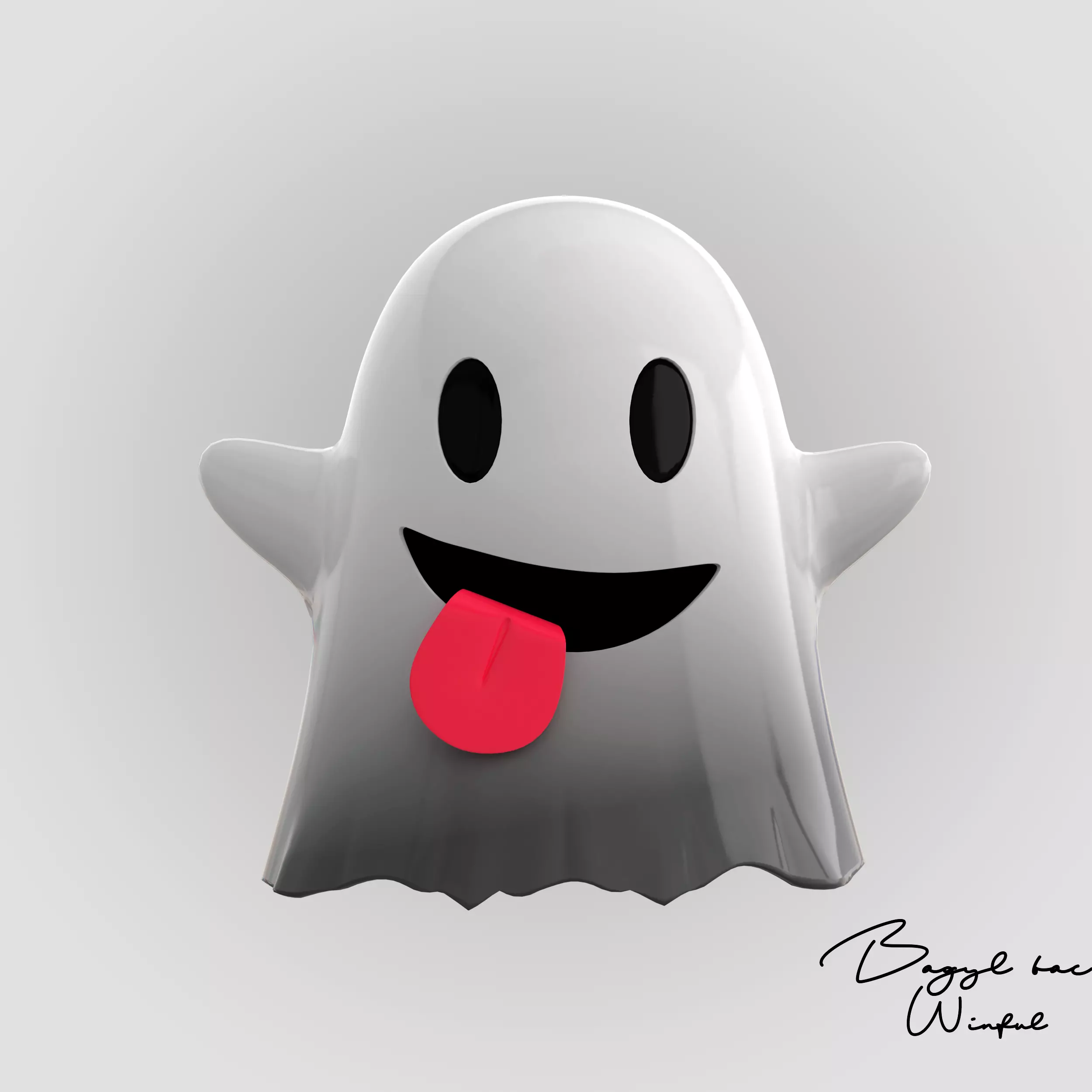 Emoji Ghost Low-poly 3D model_0