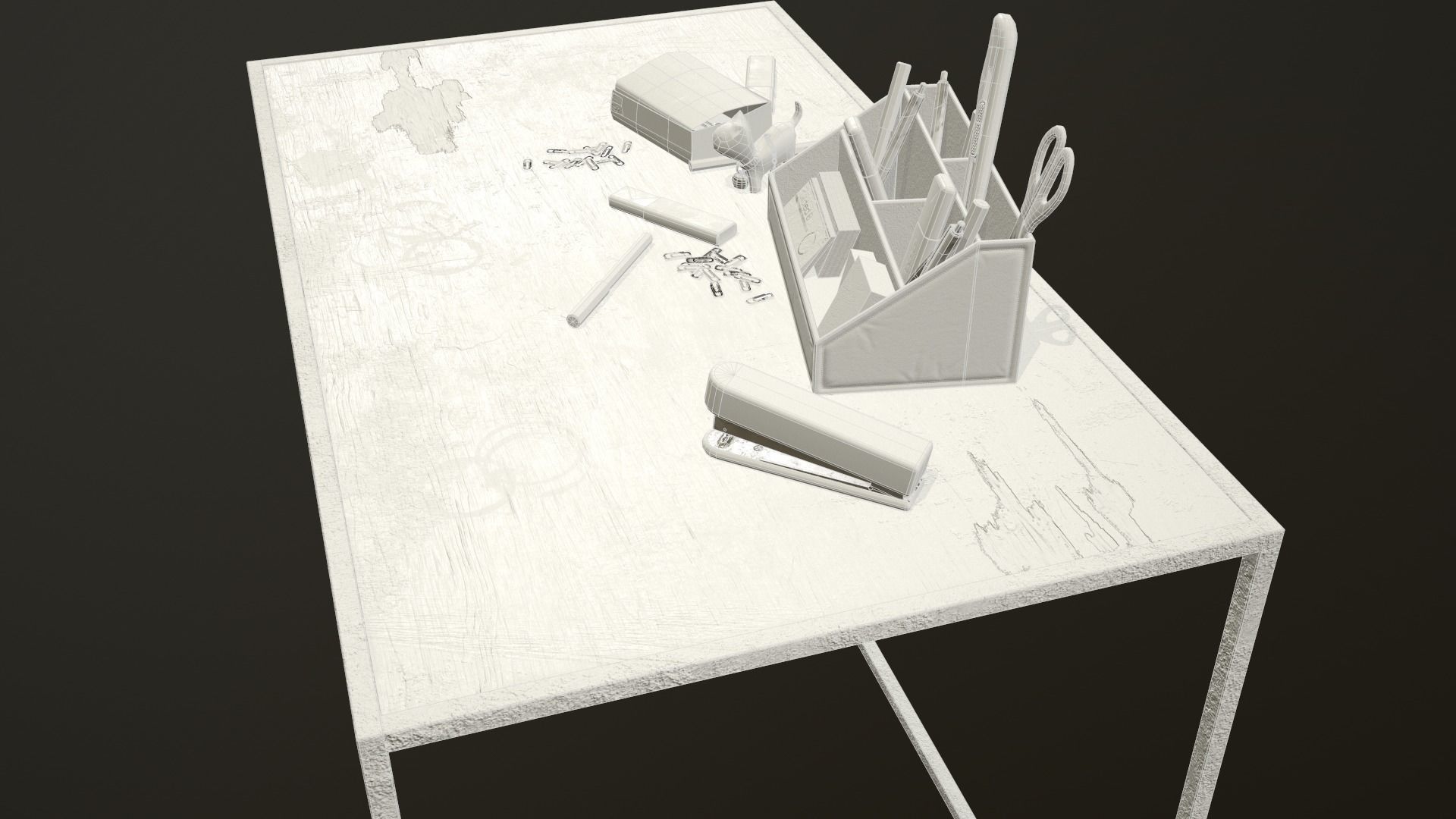 Desk with accessories Low-poly 3D model_24