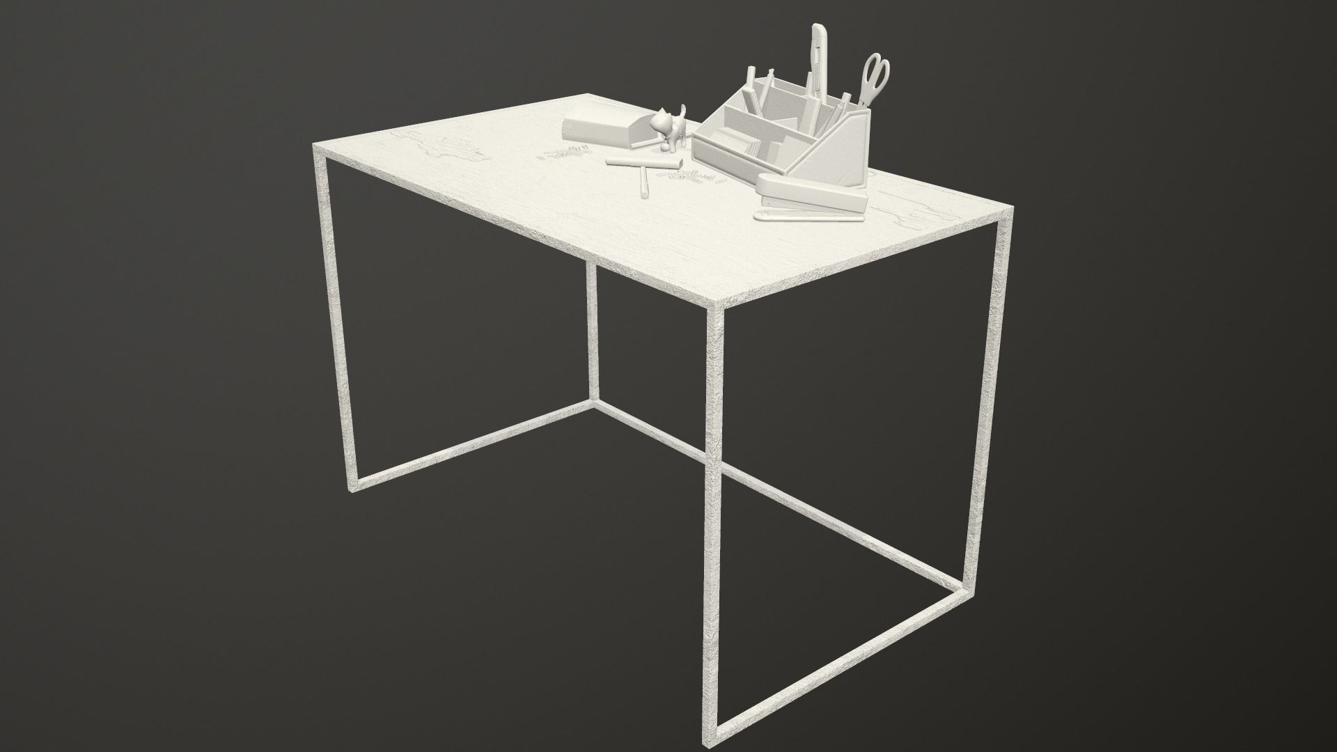Desk with accessories Low-poly 3D model_26