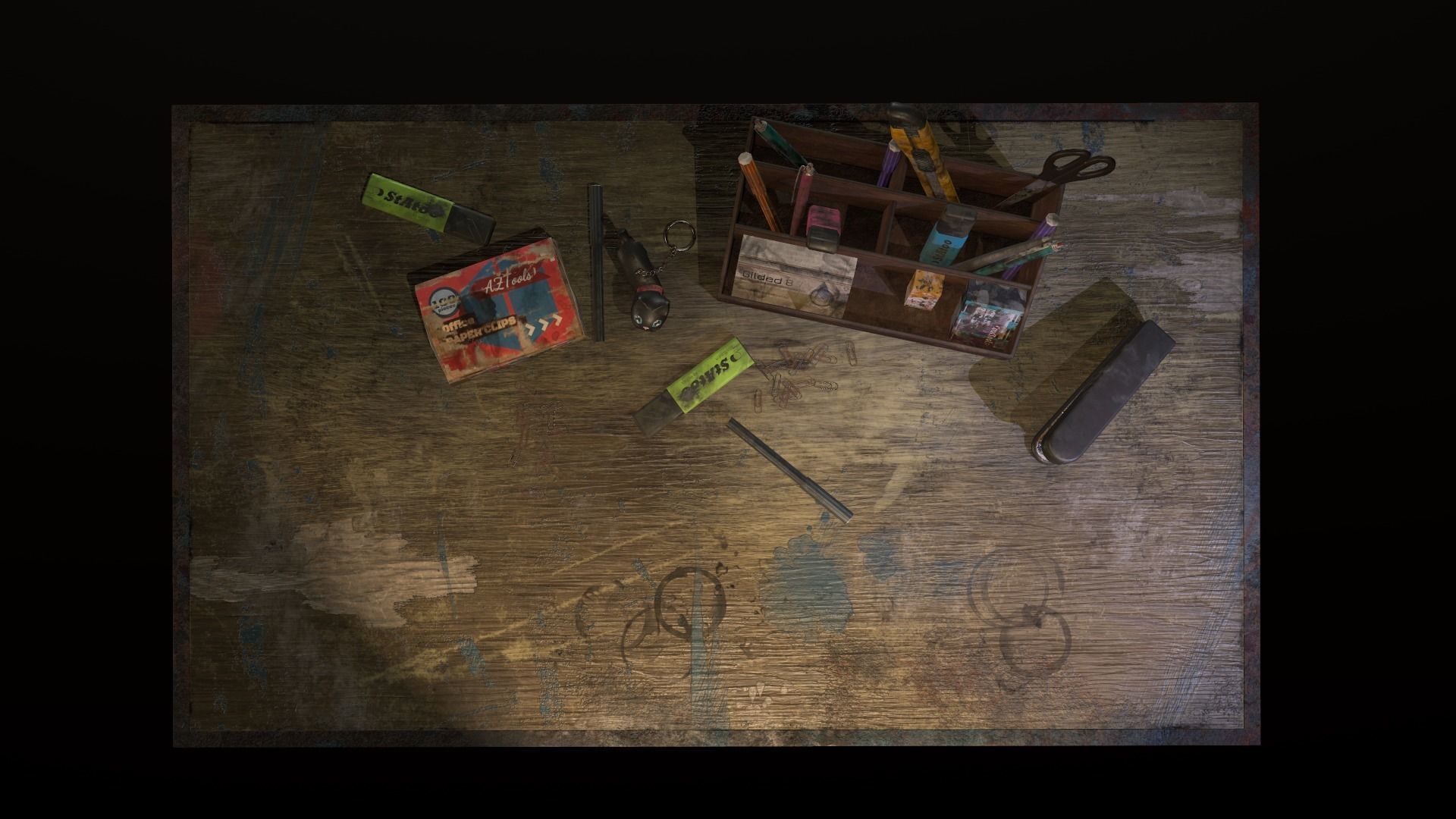 Desk with accessories Low-poly 3D model_41