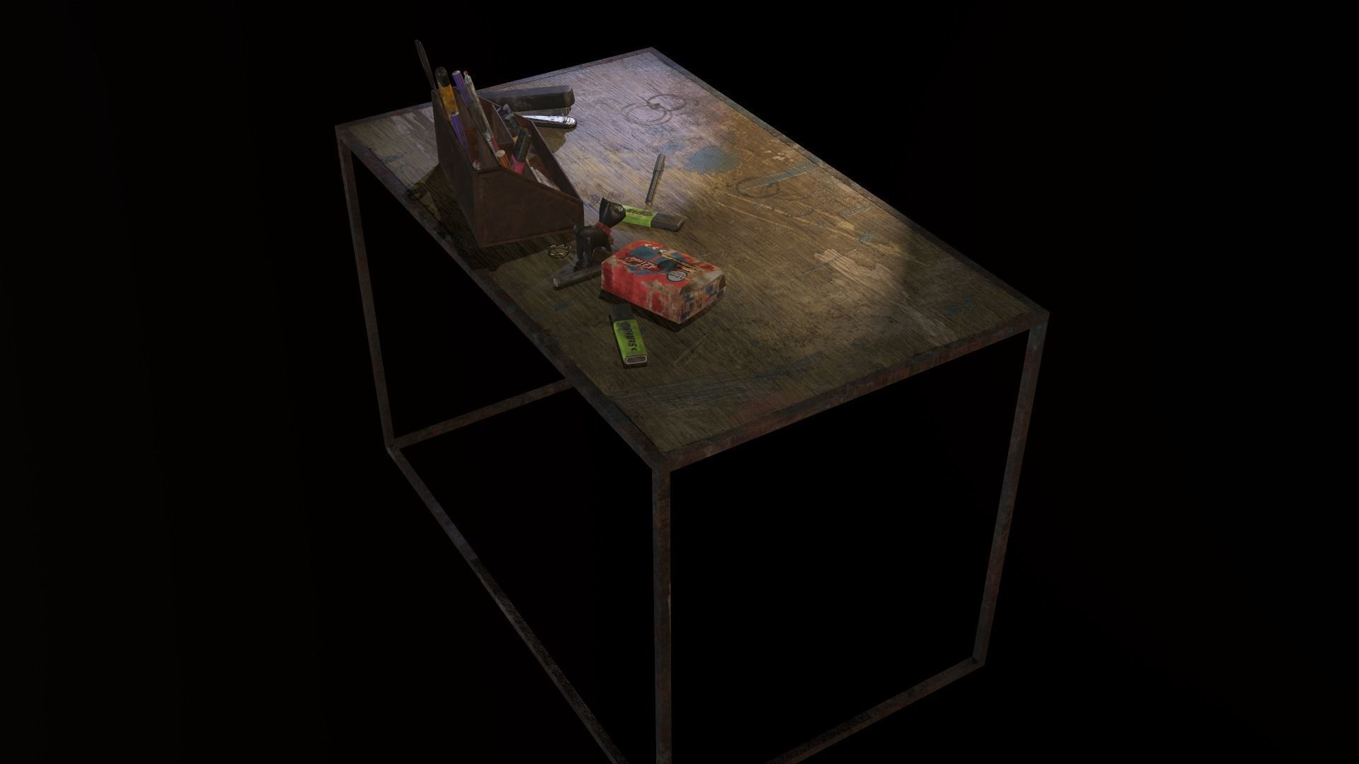 Desk with accessories Low-poly 3D model_39