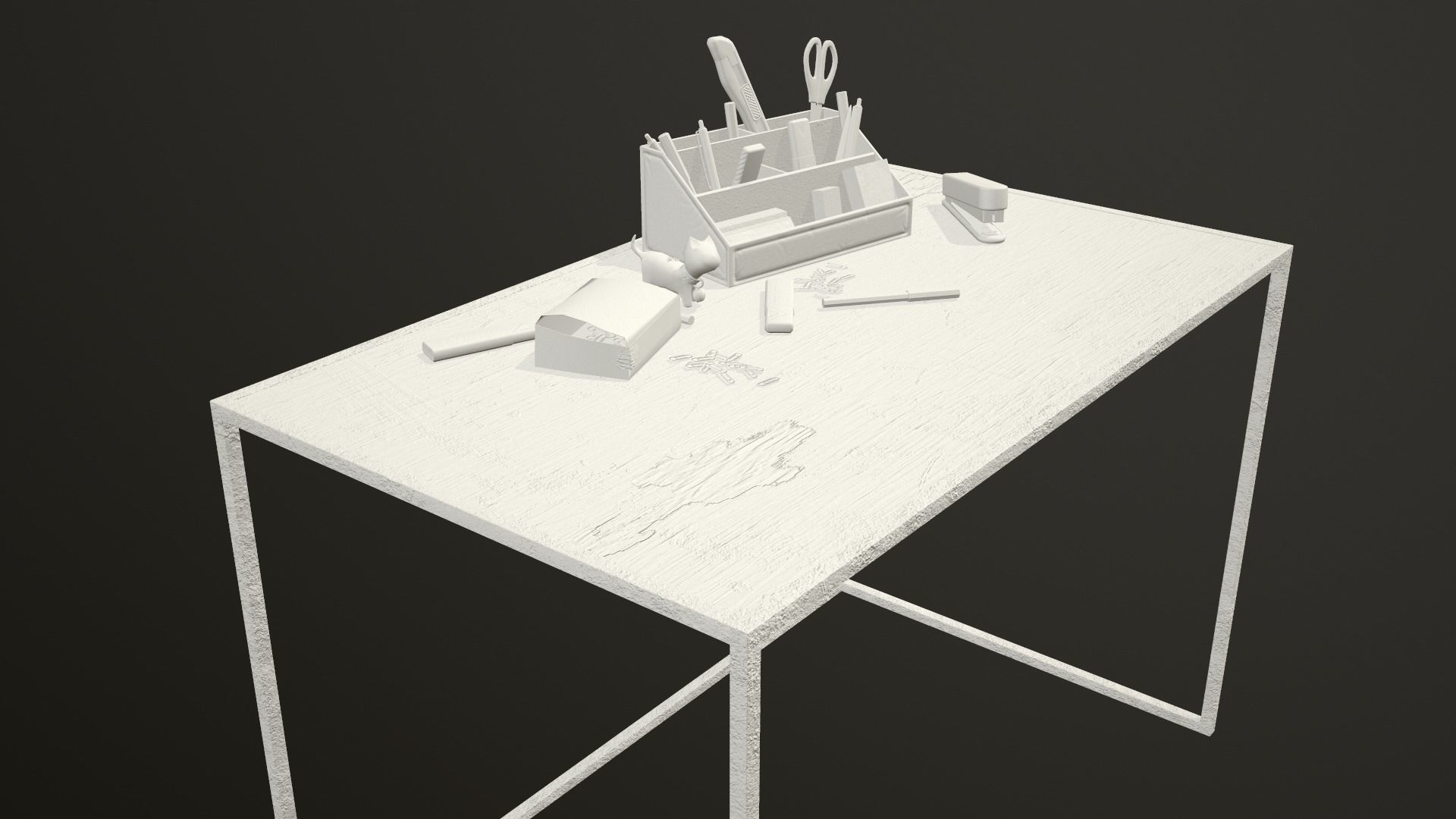 Desk with accessories Low-poly 3D model_27